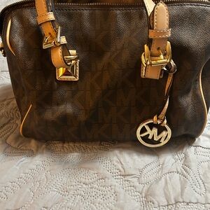 Michael Kors Brown and Gold Handbag
